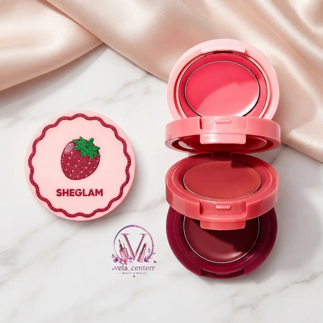 رژگونه و رژلب سه‌کاره شیگلم مدل توت فرنگی Sheglam Strawberry Whirl Cheek & Lip Cream Stack